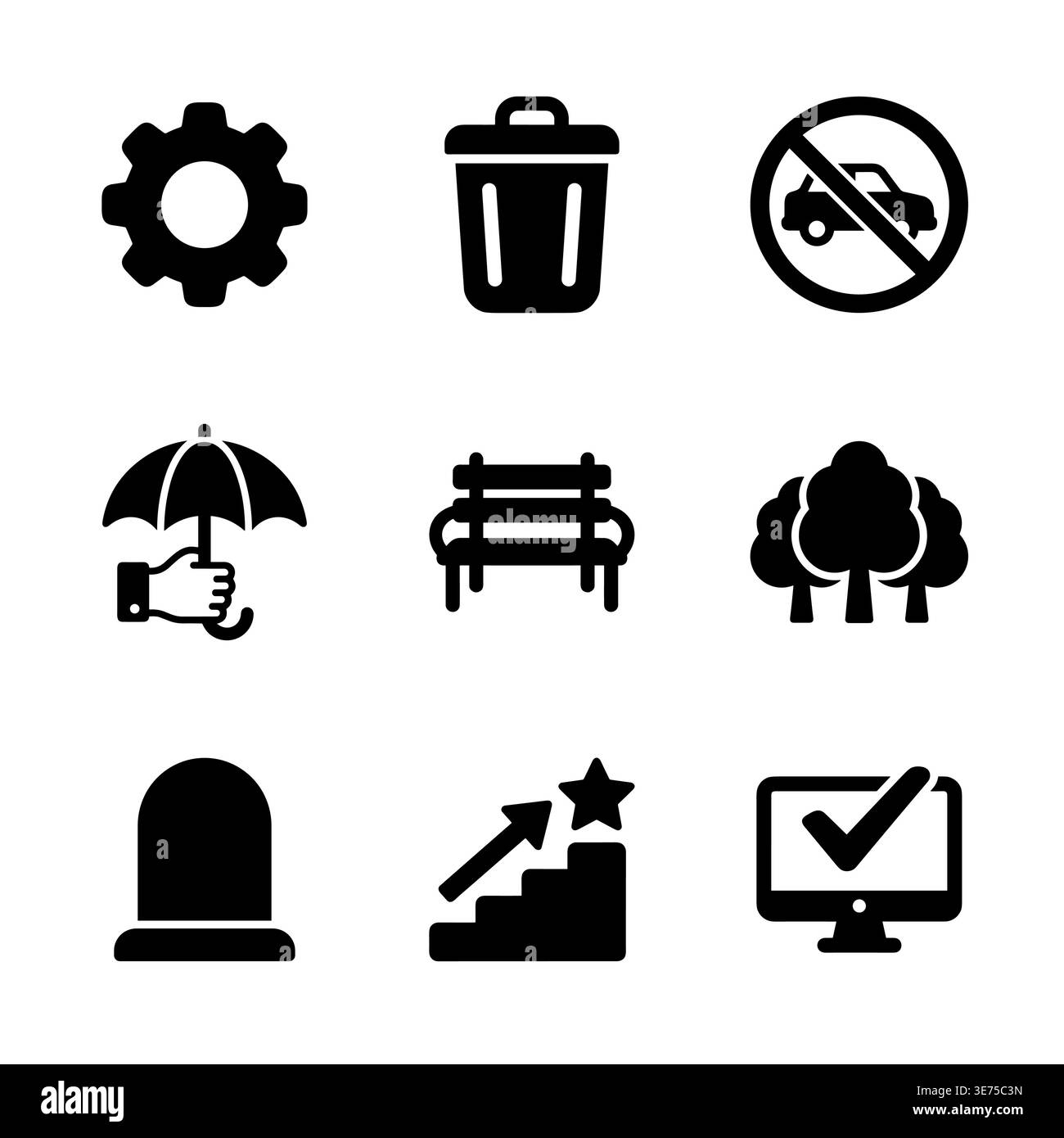 Set of black glyph icons for maps and infographics Stock Vector
