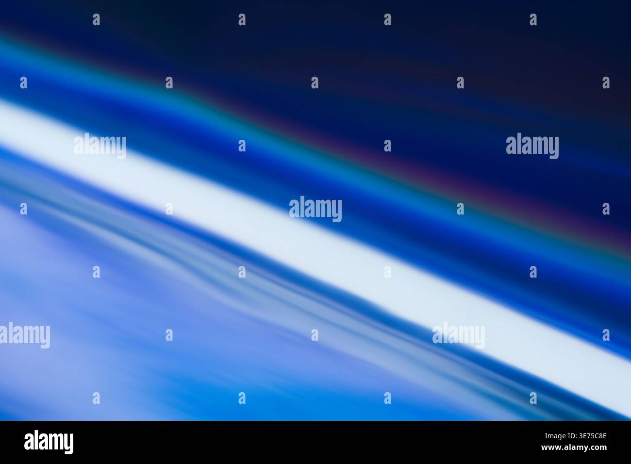 Abstract background with dynamic rainbow light refraction and blue gradient Stock Photo