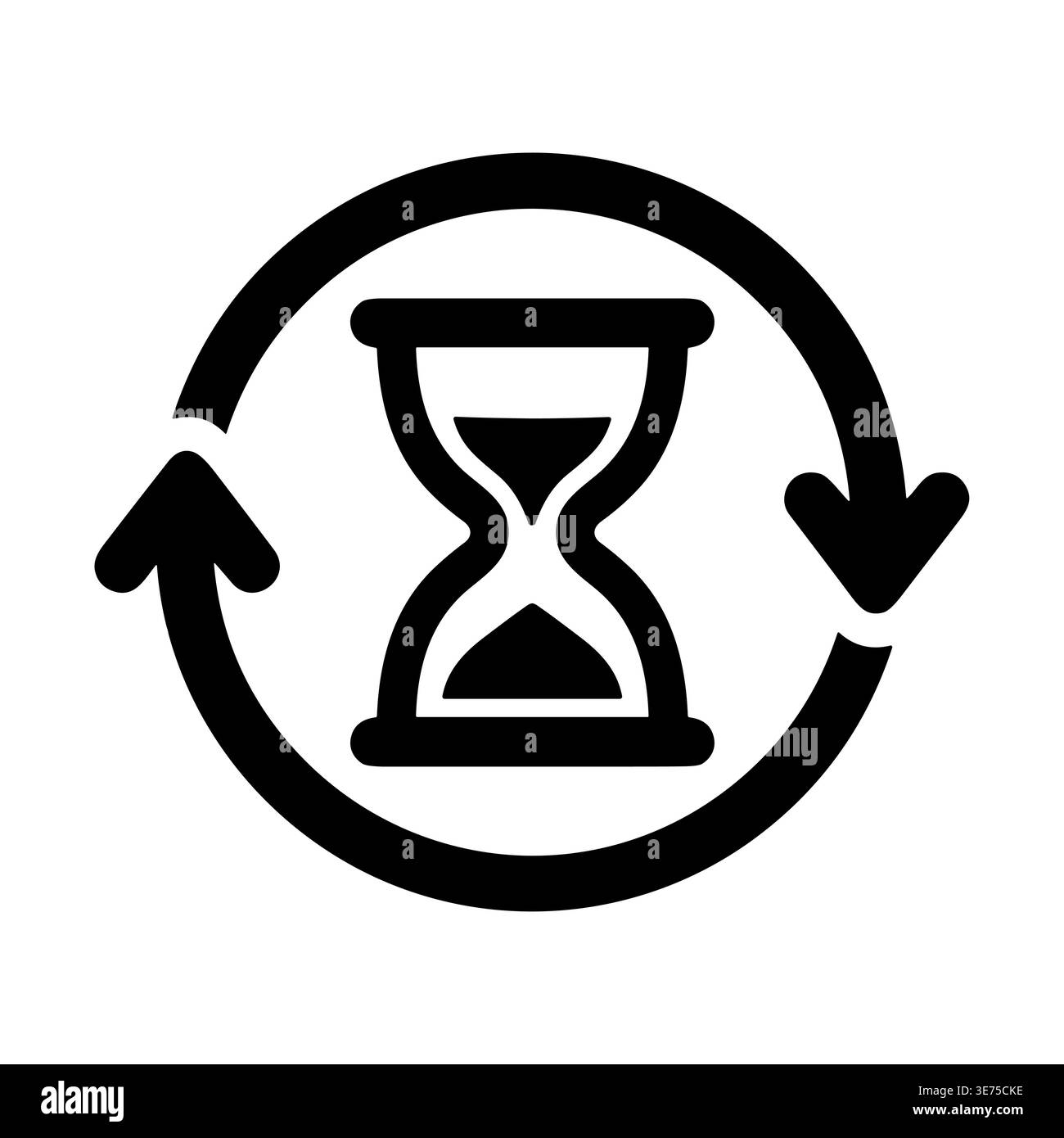 Hourglass symbol with circular arrows. Time refresh vector concept Stock Vector