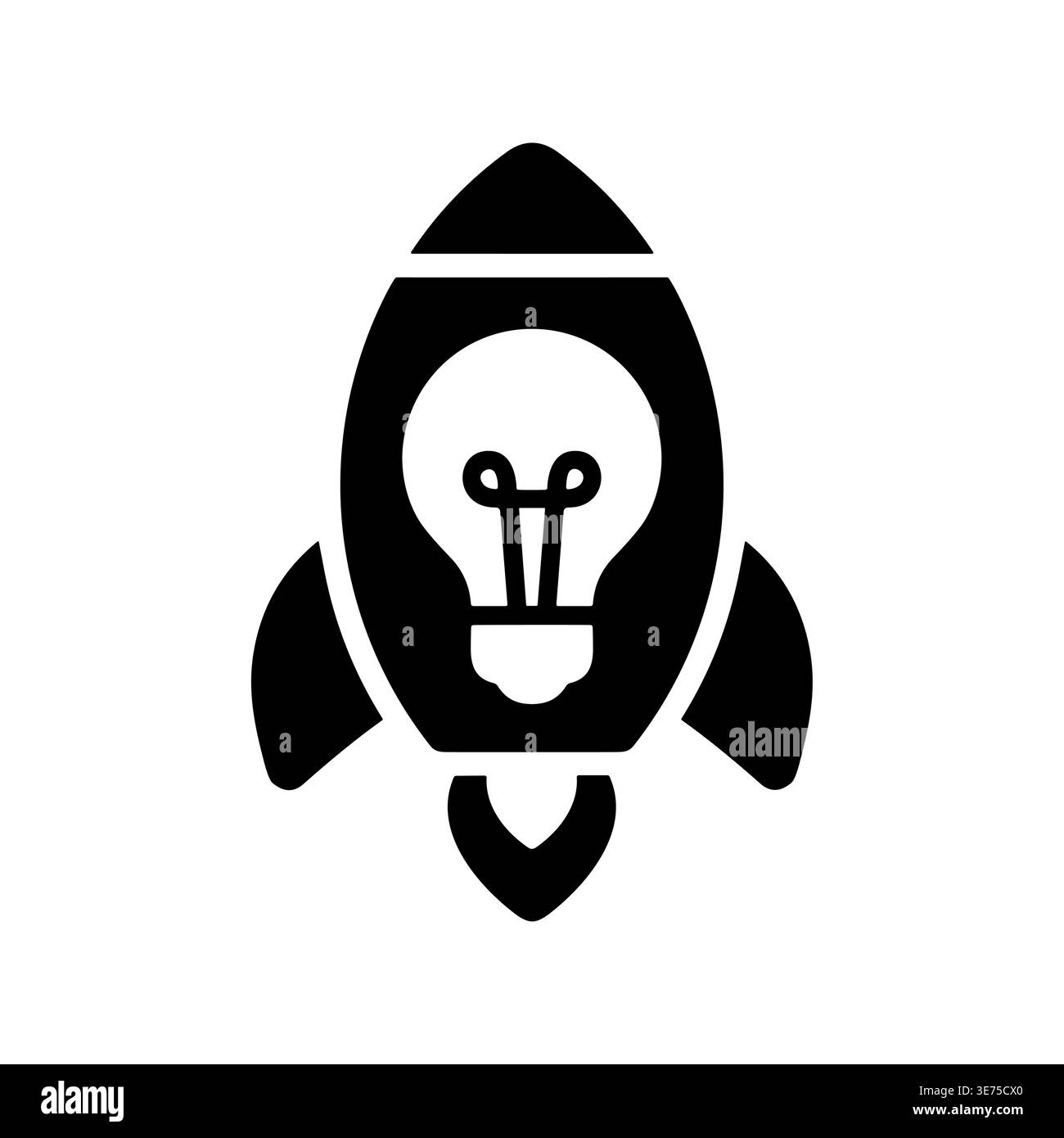 Creative idea rocket launch icon concept in glyph style Stock Vector