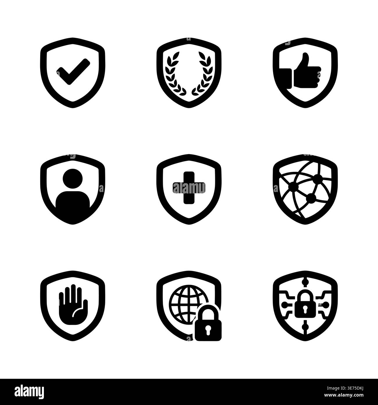 Shield icon set protection and security symbol vector illustration Stock Vector