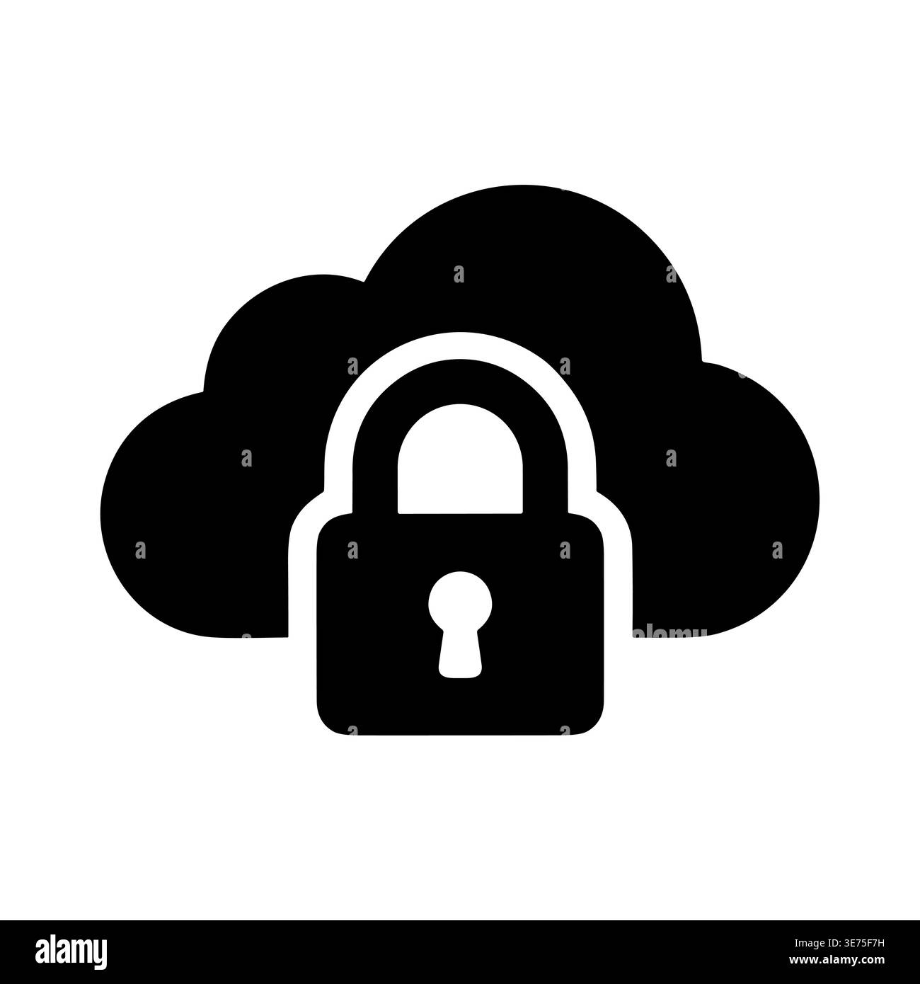 Cloud security icon, data protection, cybersecurity, solid glyph style Stock Vector