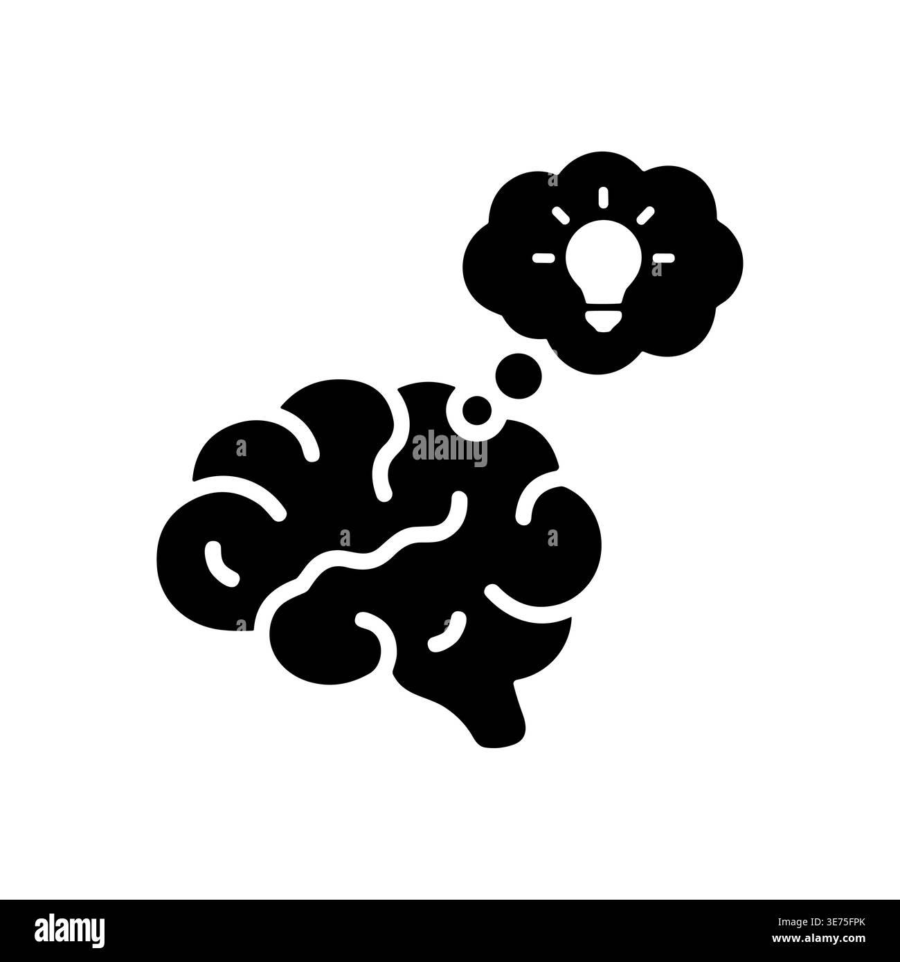 Brain with light bulb icon showing creative idea concept symbol Stock Vector