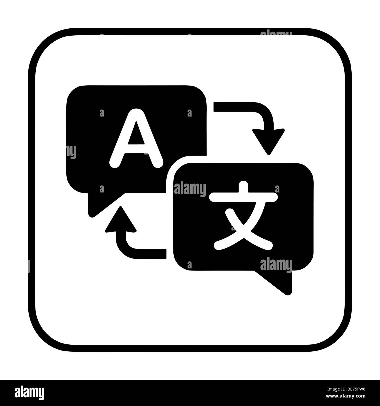 Translation icon with speech bubbles, language conversion vector symbol Stock Vector