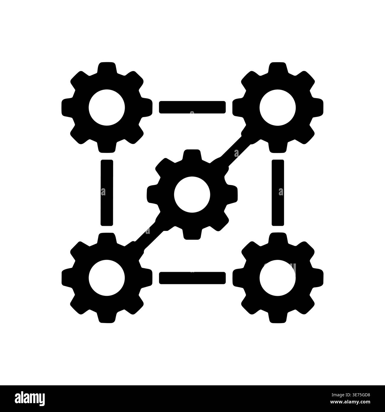 Gears connection network solid icon, teamwork, mechanism, system concept Stock Vector