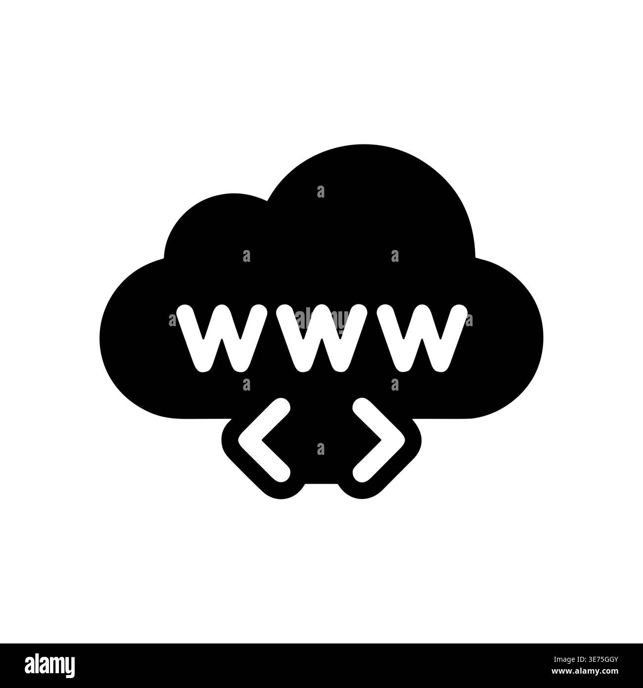 Black Cloud with WWW and brackets inside, Vector Icon Stock Vector