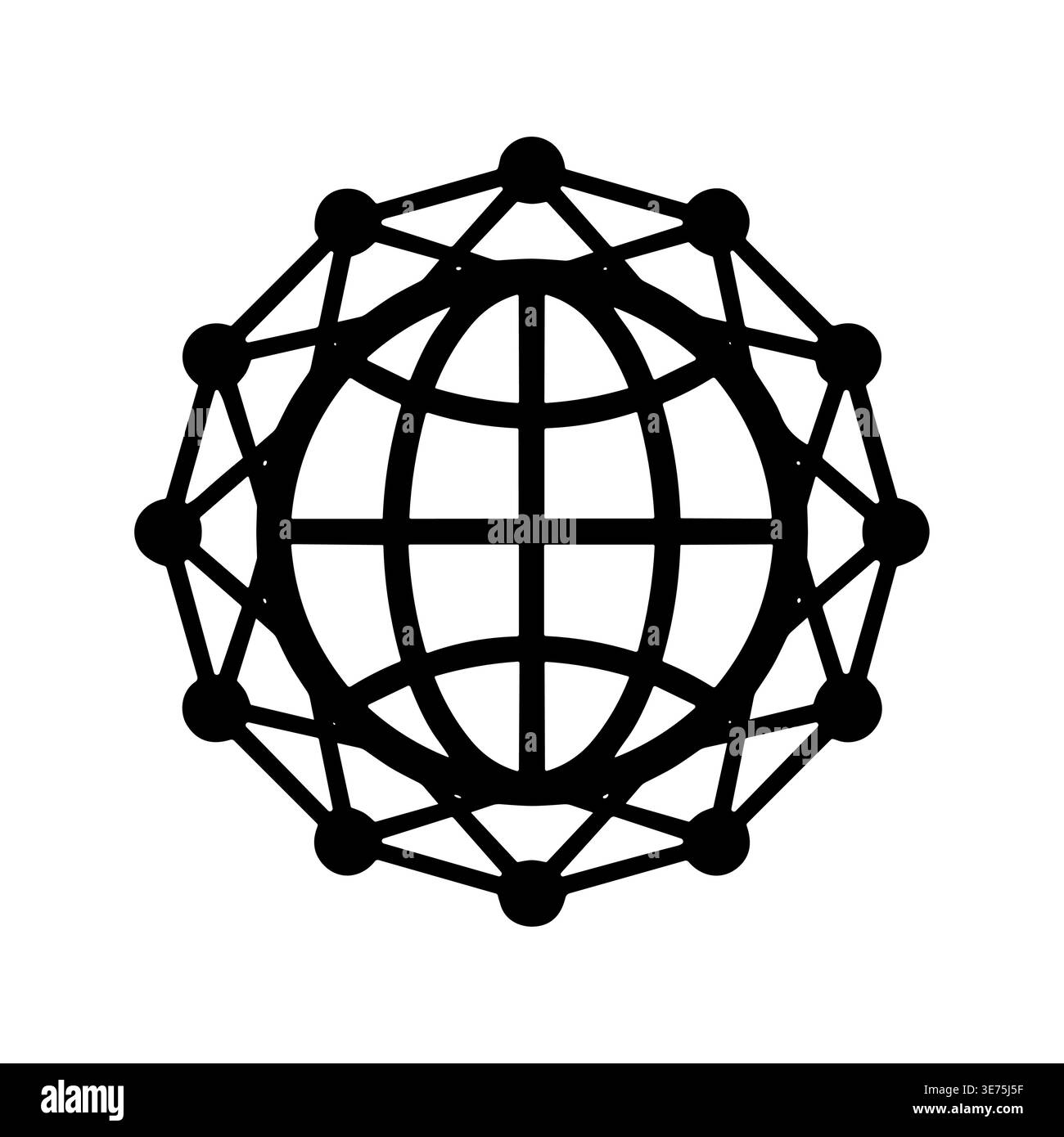 Global network icon symbol with connected dots in simple style Stock Vector