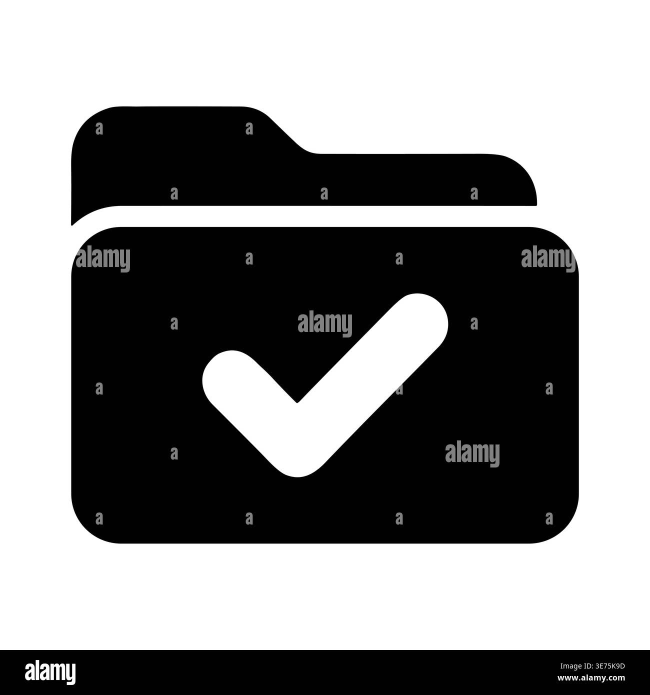 Completed Folder Icon Vector Illustration in Black and White Stock Vector