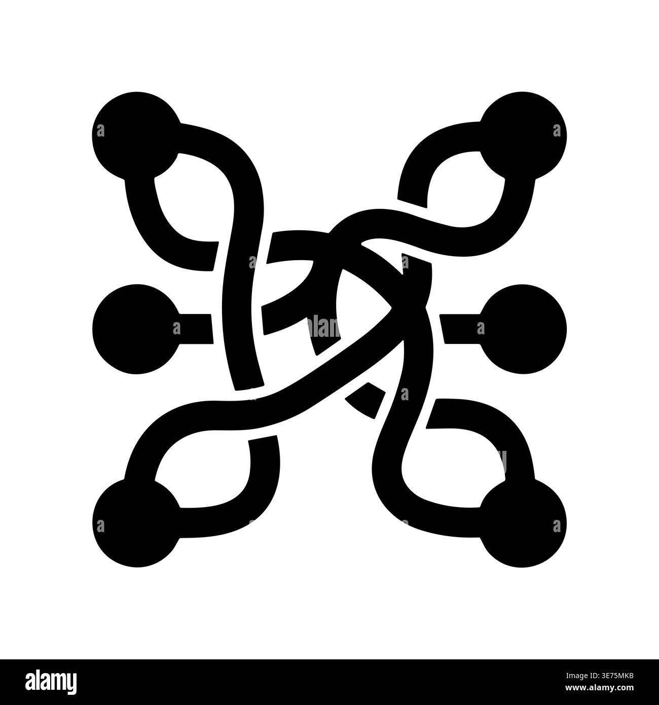 Black And White Abstract Knot Symbol With Rounded Ends Stock Vector