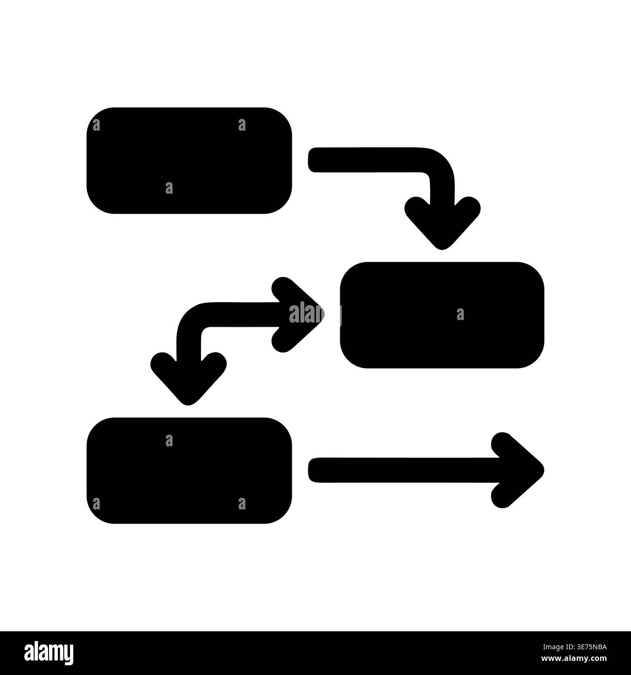 Flowchart diagram with rectangles and arrows in minimal black style Stock Vector