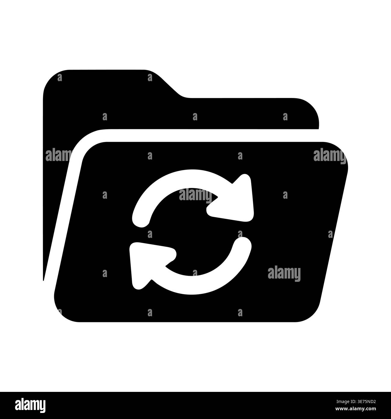 Black folder sync icon, data refresh and update concept Stock Vector