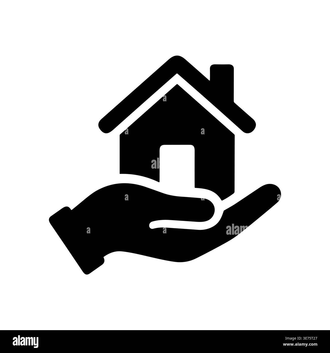 Hand holding house icon, vector illustration in trendy glyph style ...