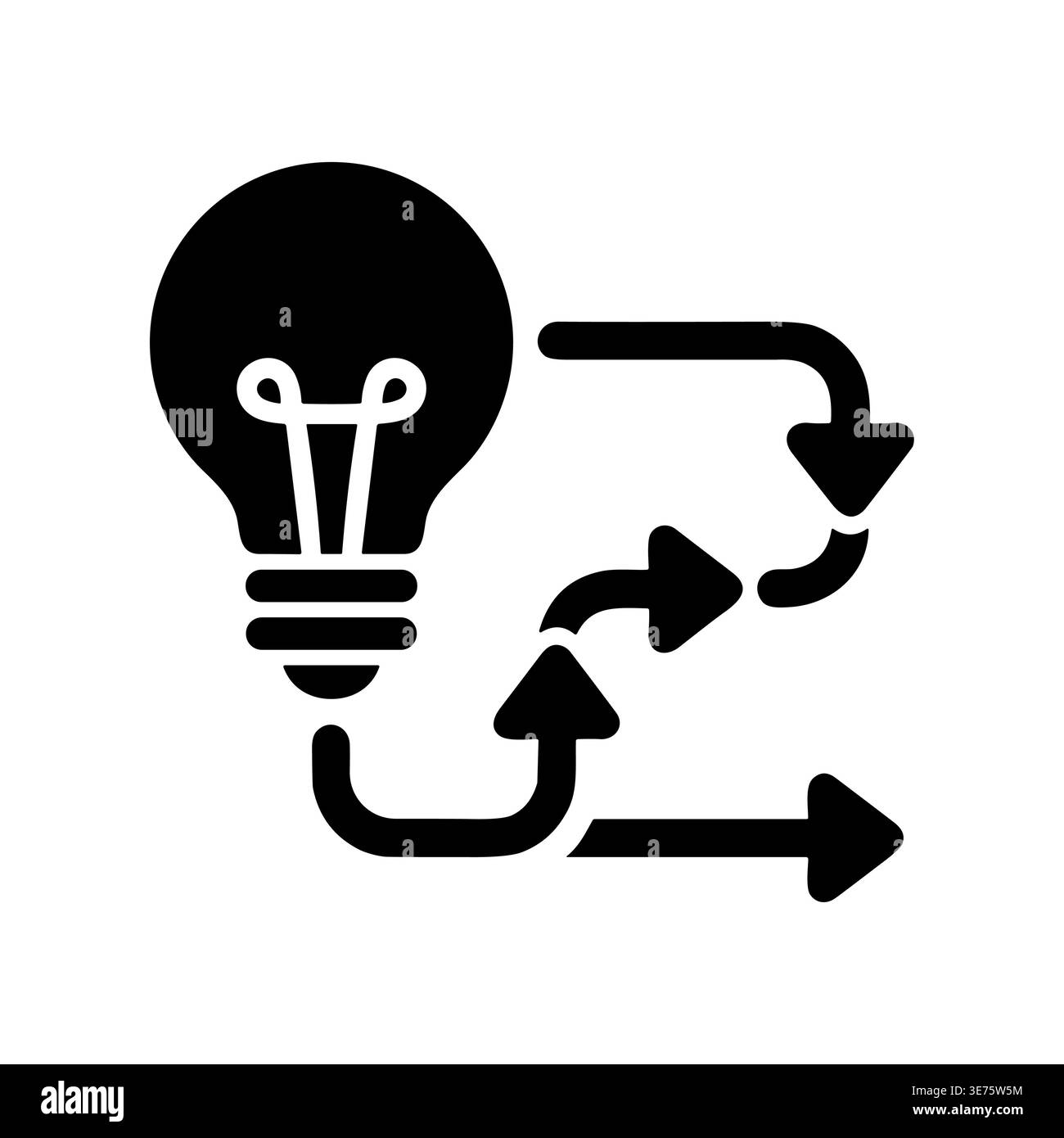 Idea flow chart black glyph icon concept, innovation process Stock Vector