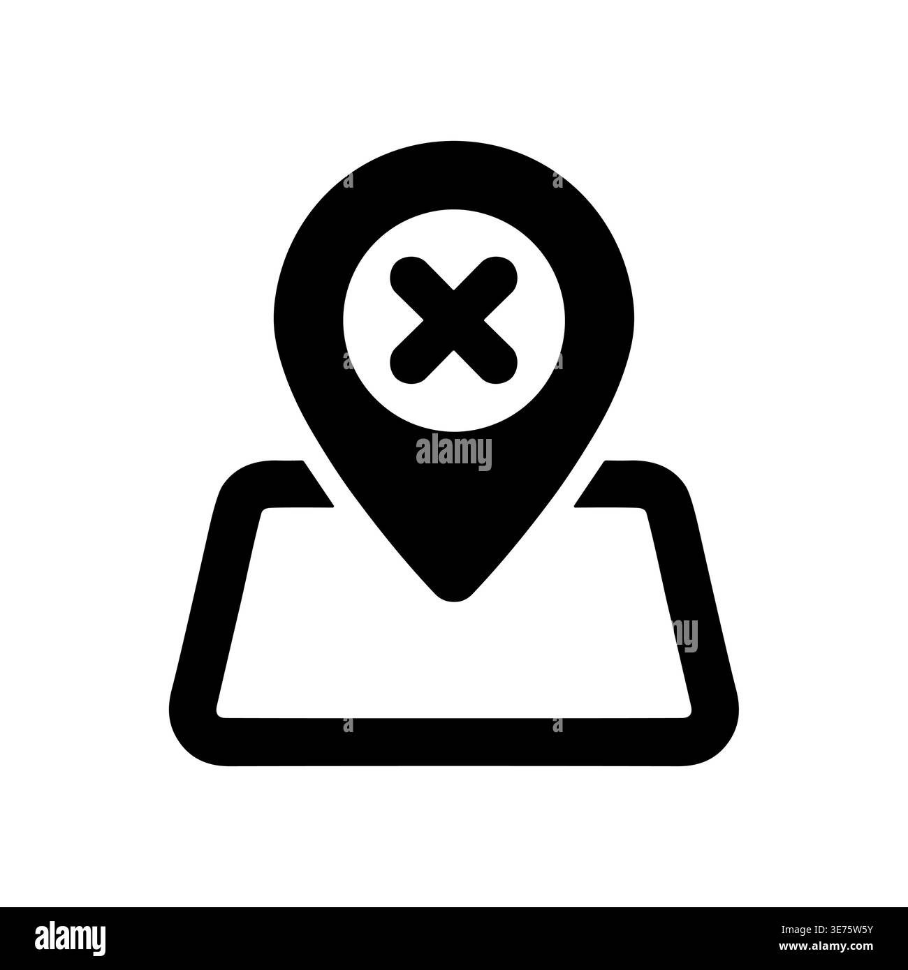 Black location pin with a cross mark on map icon Stock Vector