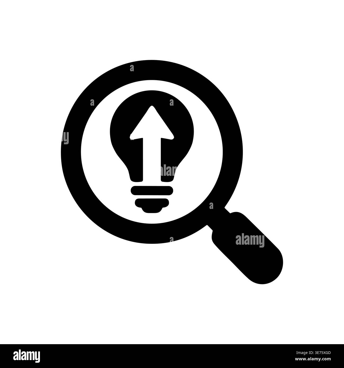 Idea searching icon with bulb and magnifying glass vector Stock Vector
