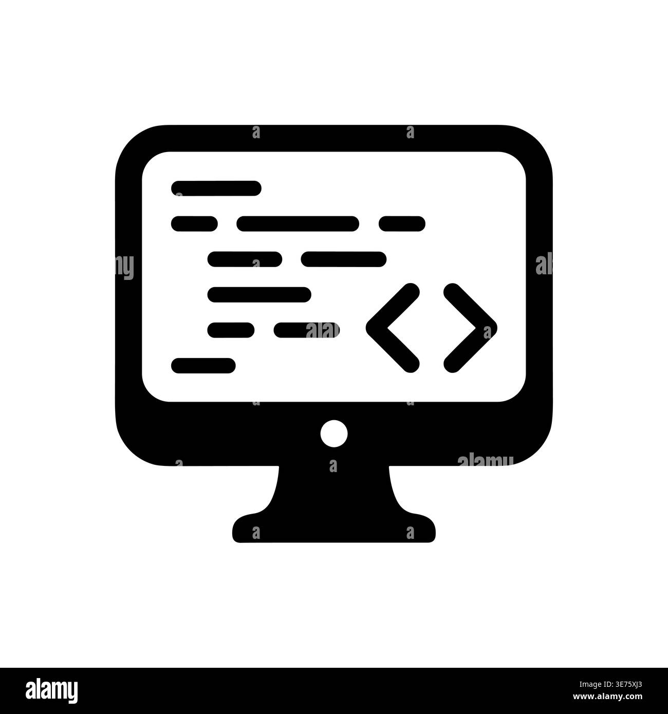Computer screen displaying code, software development icon, vector illustration Stock Vector