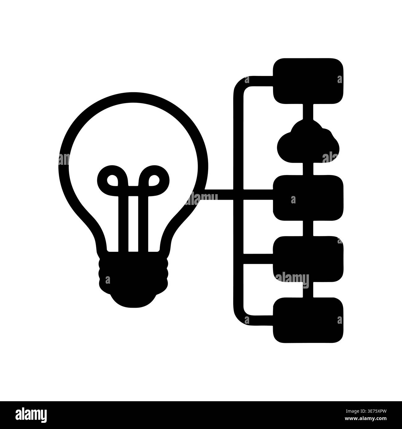 Business idea generation and data flow in simple black glyph Stock Vector