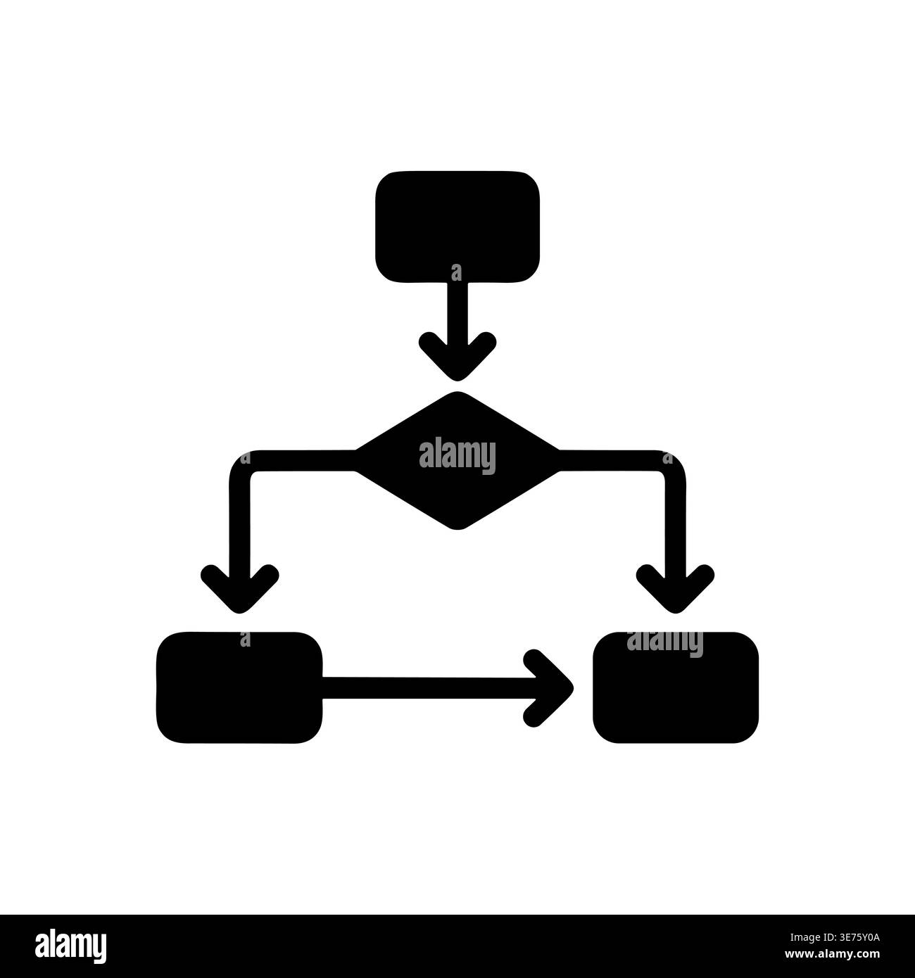Simple black flowchart diagram representing a decision making process Stock Vector