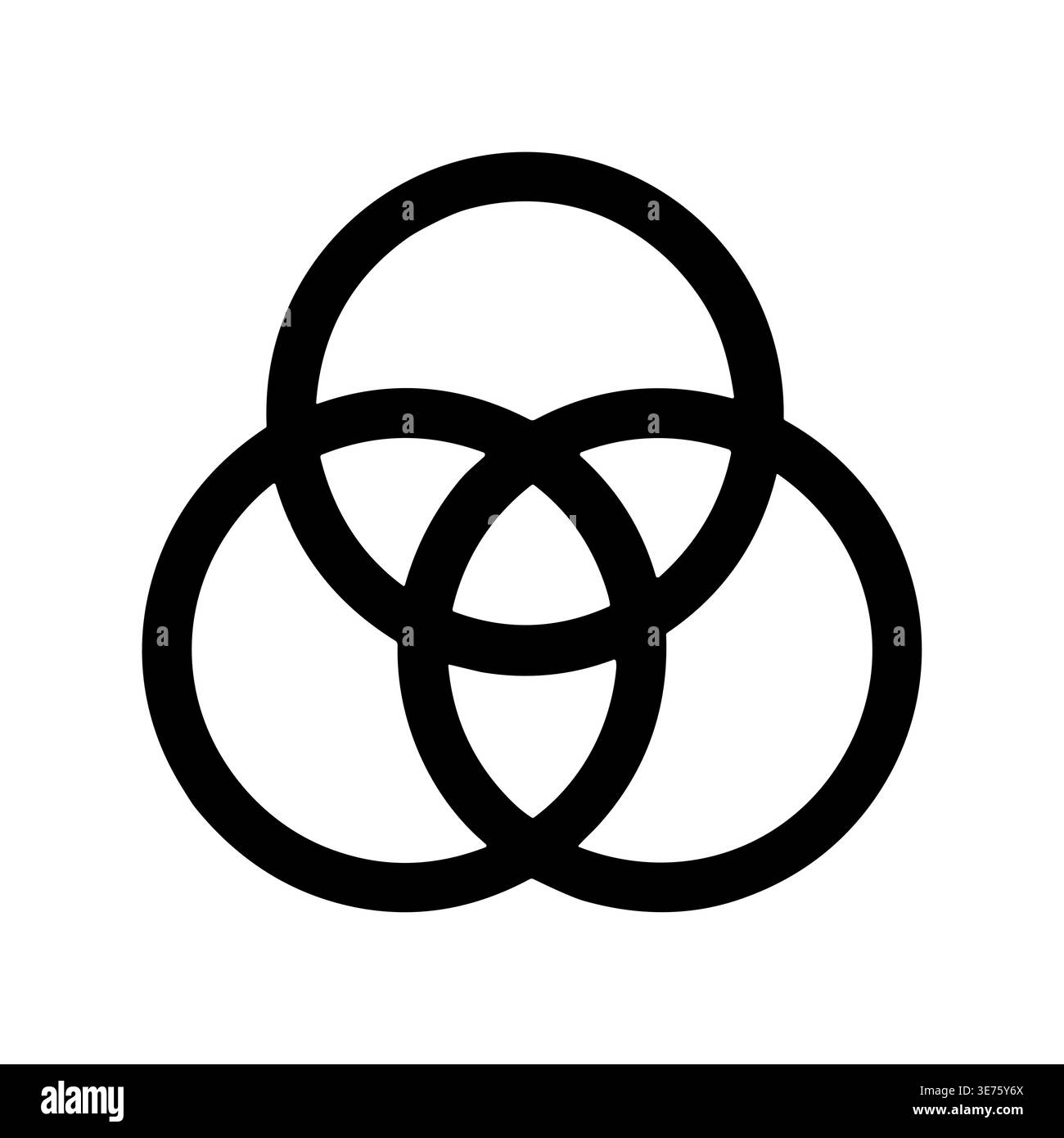 Minimalist intertwined circles vector illustration, overlapping rings simple design Stock Vector