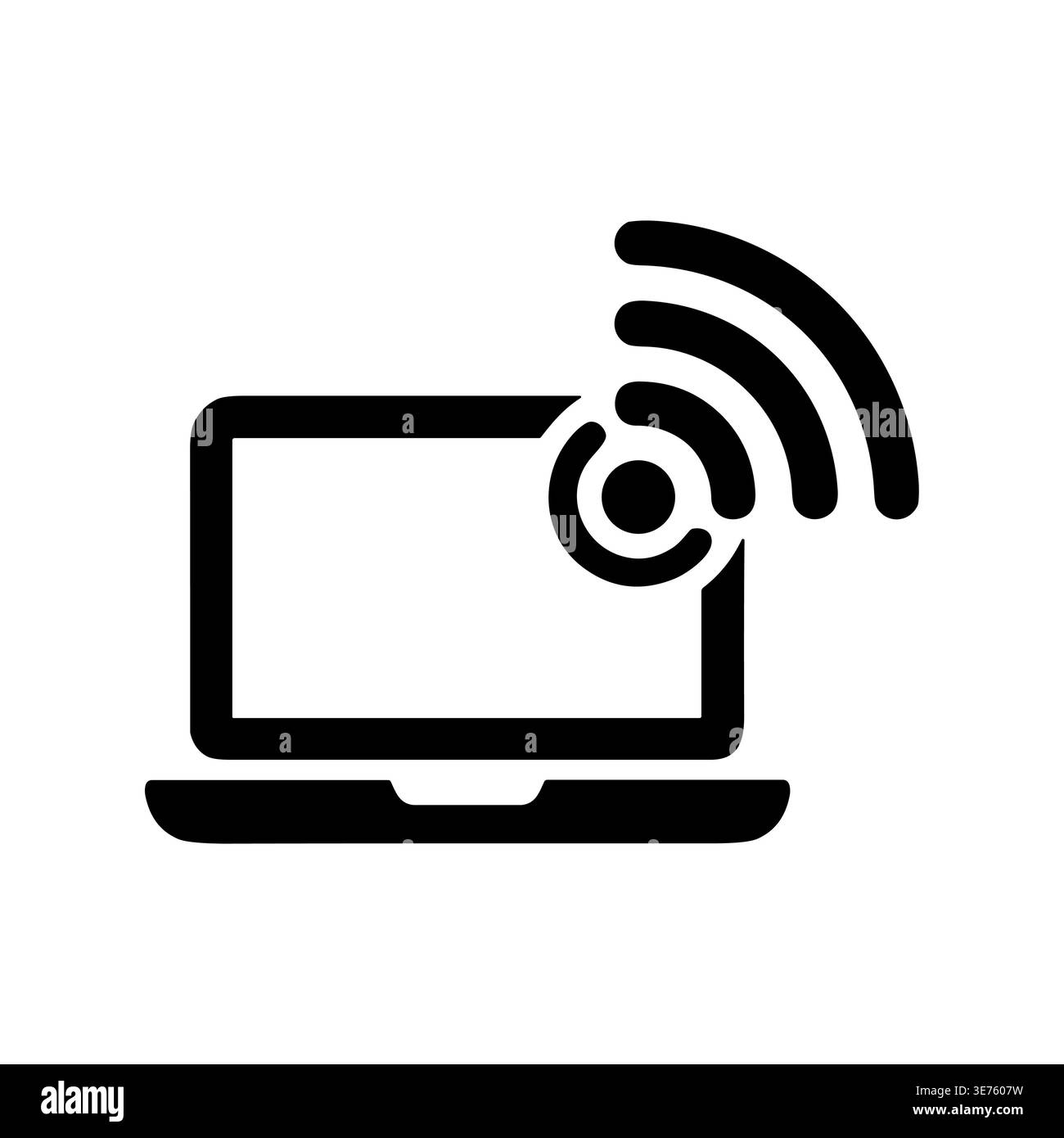 Laptop with Wireless Connection Icon, Simple Vector Symbol Stock Vector