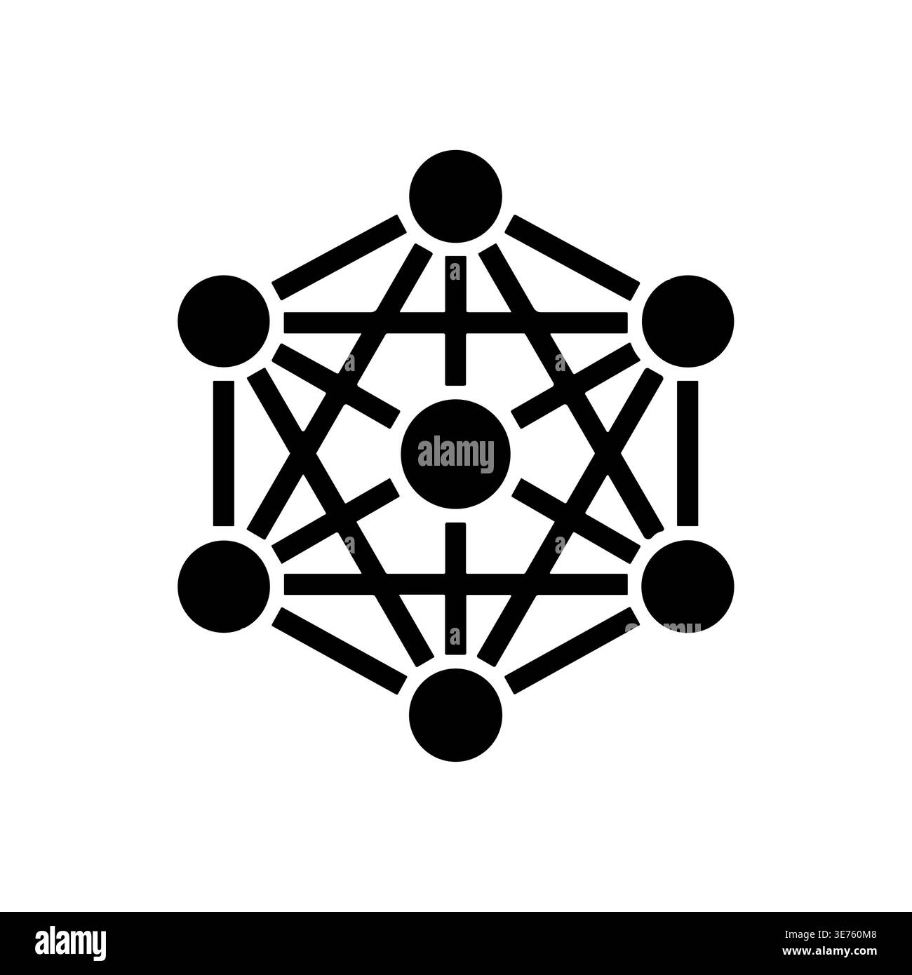 Minimalist atom model black icon on white background vector Stock Vector