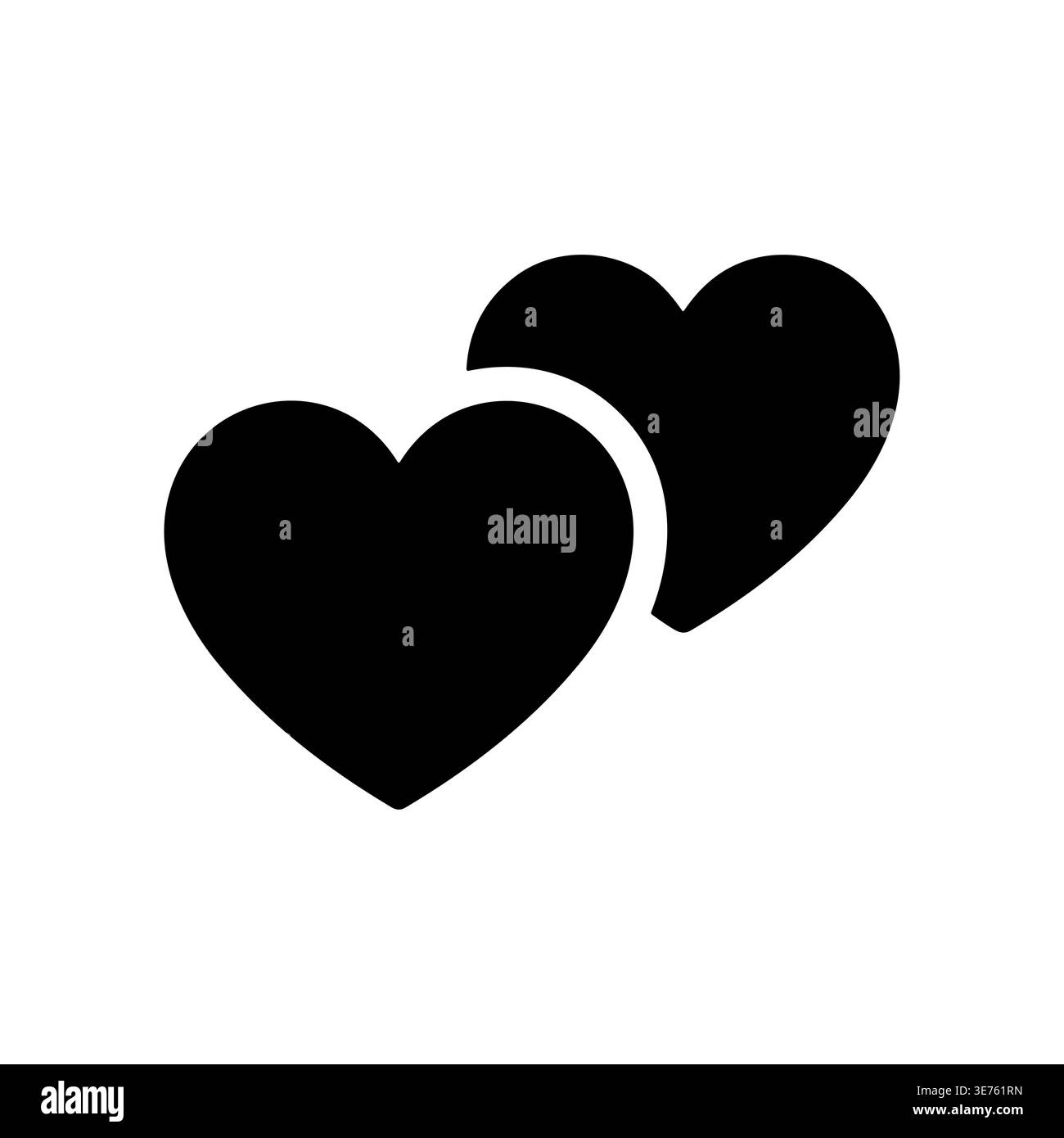 Two overlapping black heart shapes on a white background Stock Vector