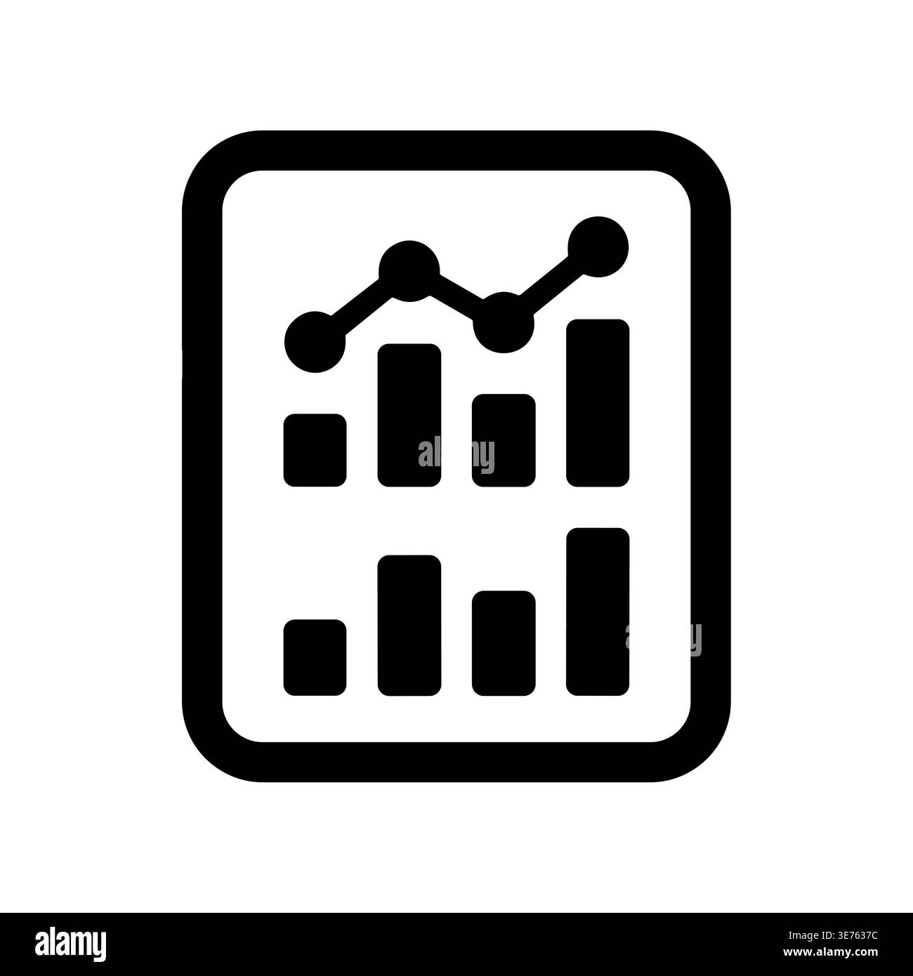 Black line art bar chart and graph symbol vector Stock Vector