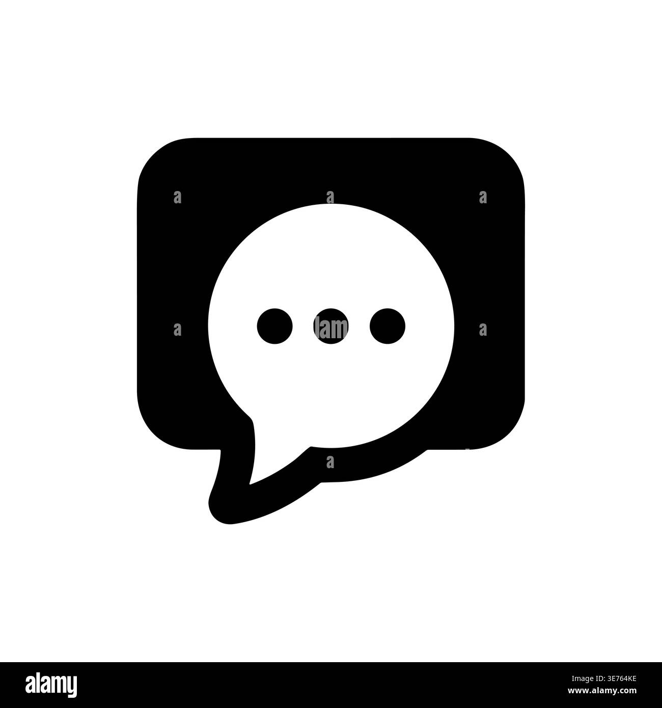 Black and white simple speech bubble icon with ellipsis Stock Vector