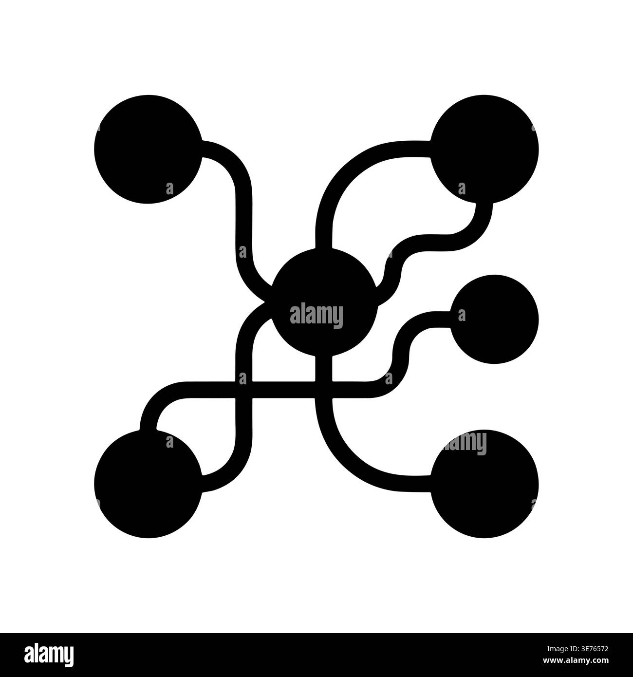 Abstract minimalist network node connections black and white vector illustration Stock Vector