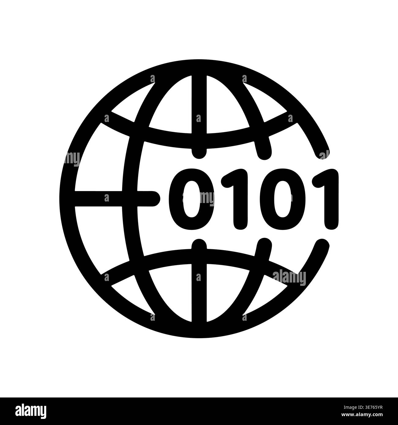 Global network icon, binary code, outline style vector illustration Stock Vector