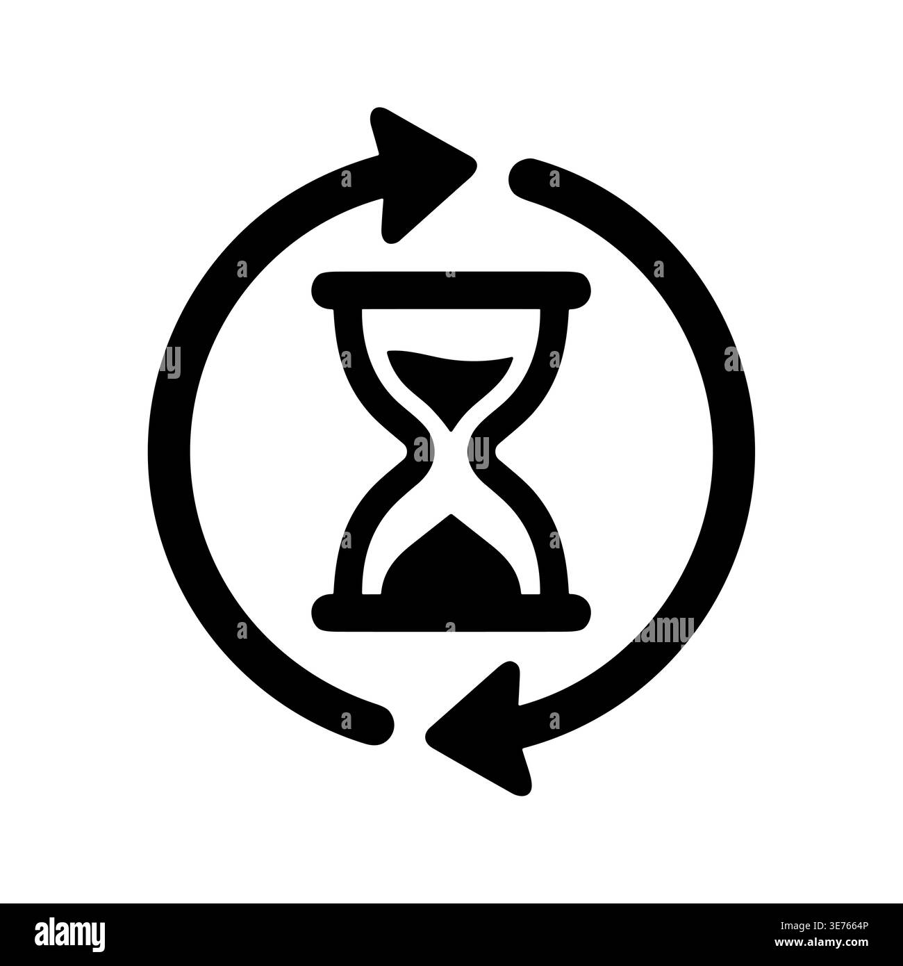 Hourglass icon with circular arrows showing process or refresh symbol Stock Vector