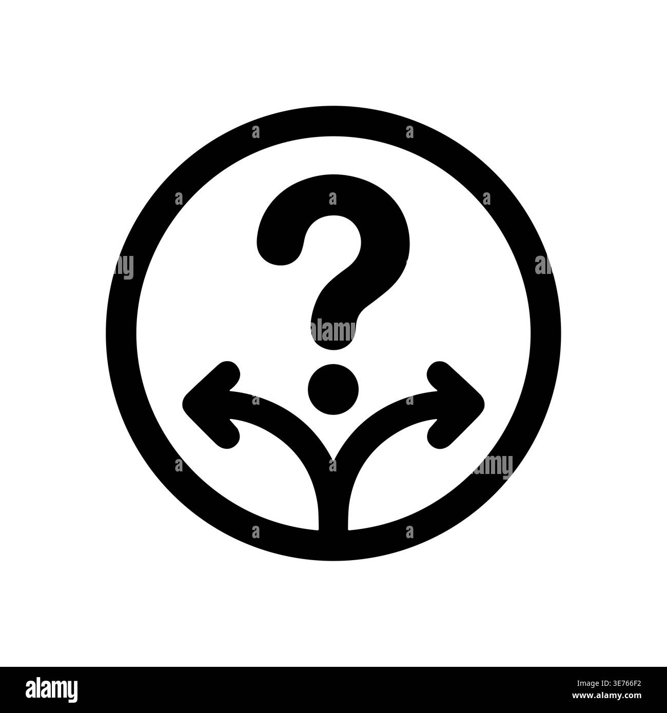Decision Point Icon with Question Mark and Arrows in Circle Stock Vector