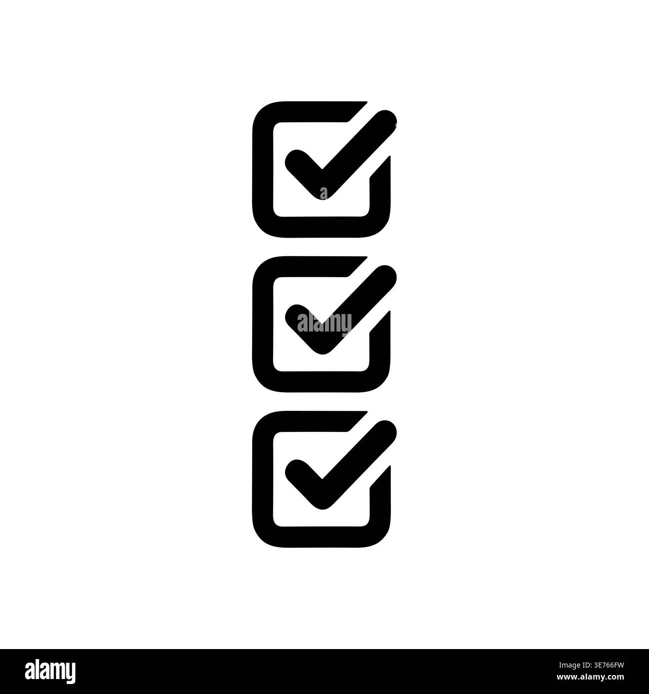 Checkmark icon in a box, black and white simple design Stock Vector