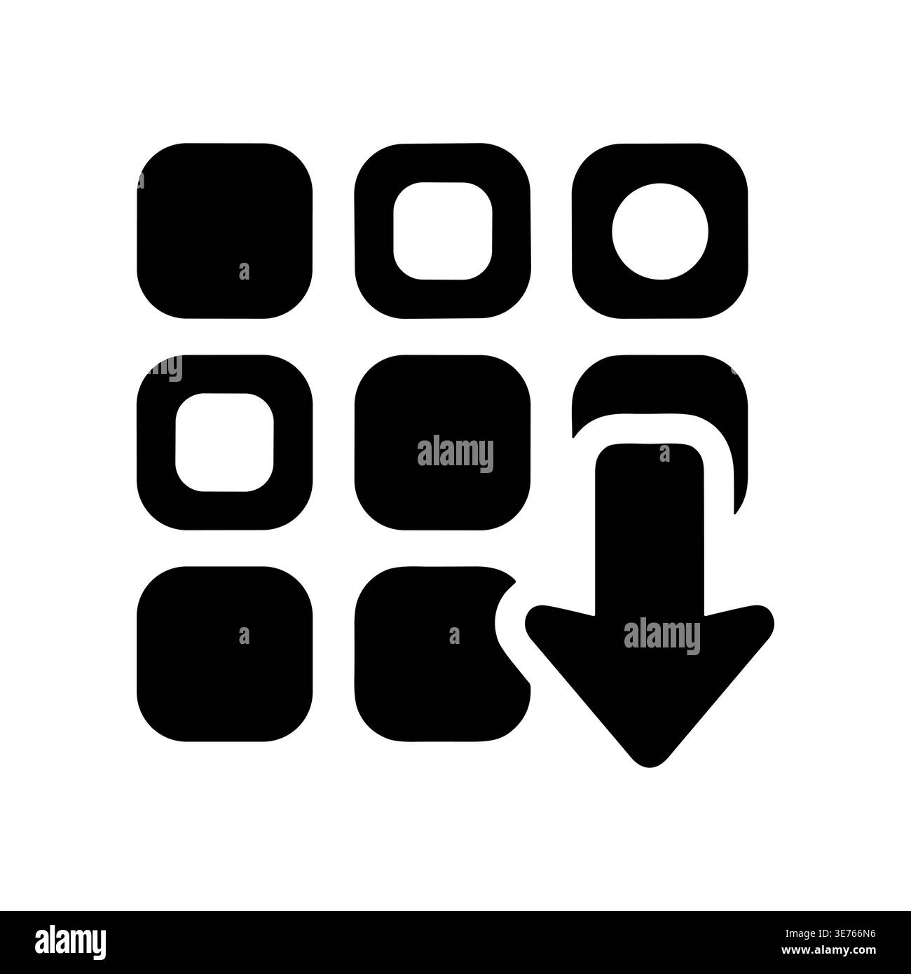 Black glyph icon for data filtration and filtering process Stock Vector