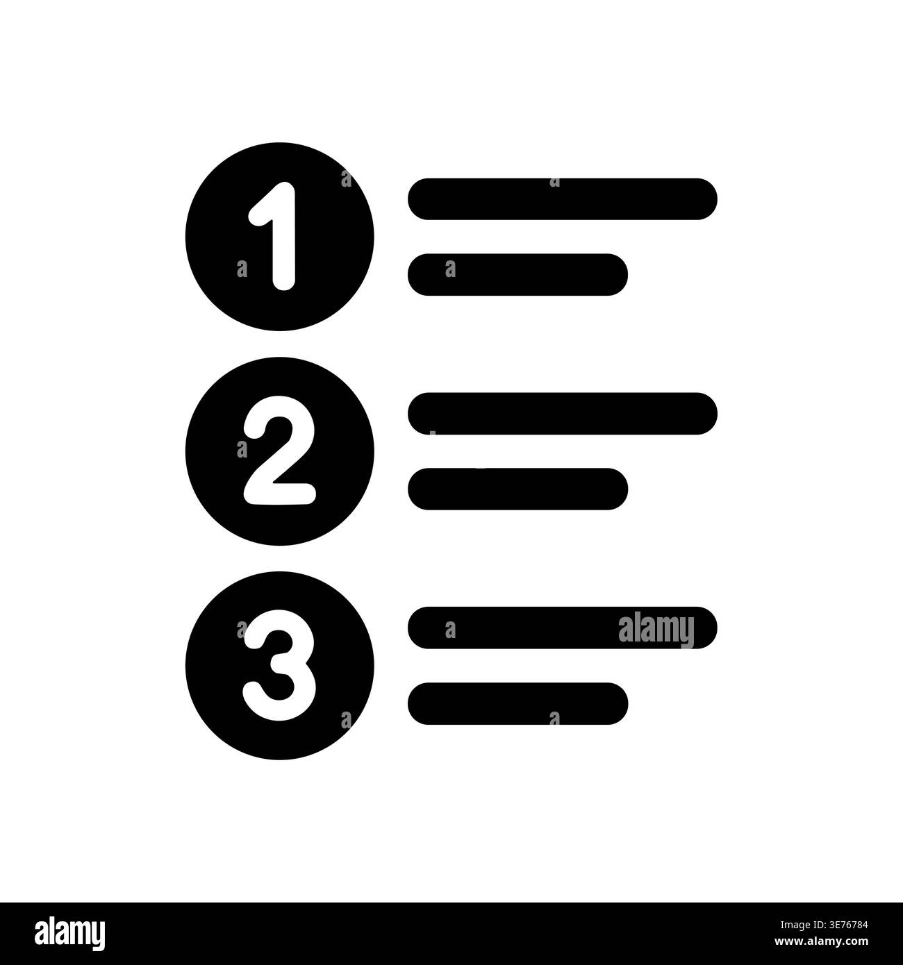 Numbered list icon, simple steps, process, and flat design Stock Vector