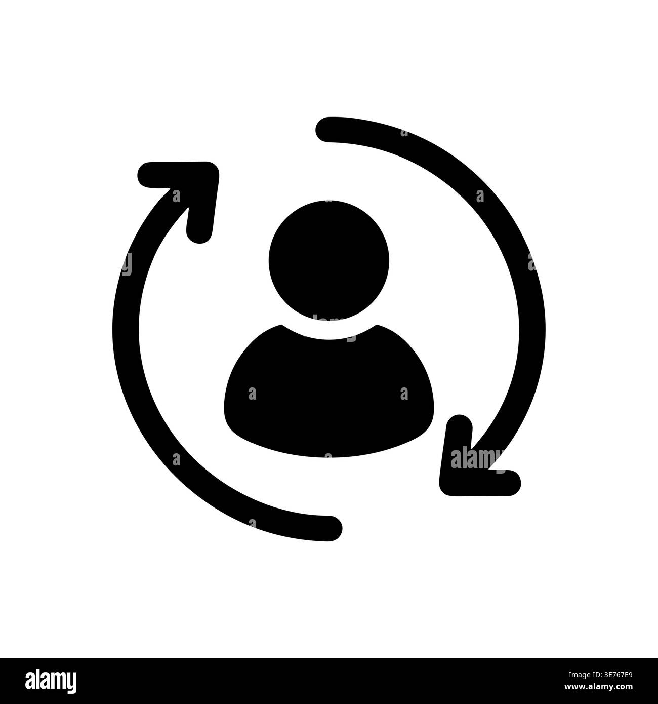 User refresh black icon, update profile and synchronize account Stock Vector