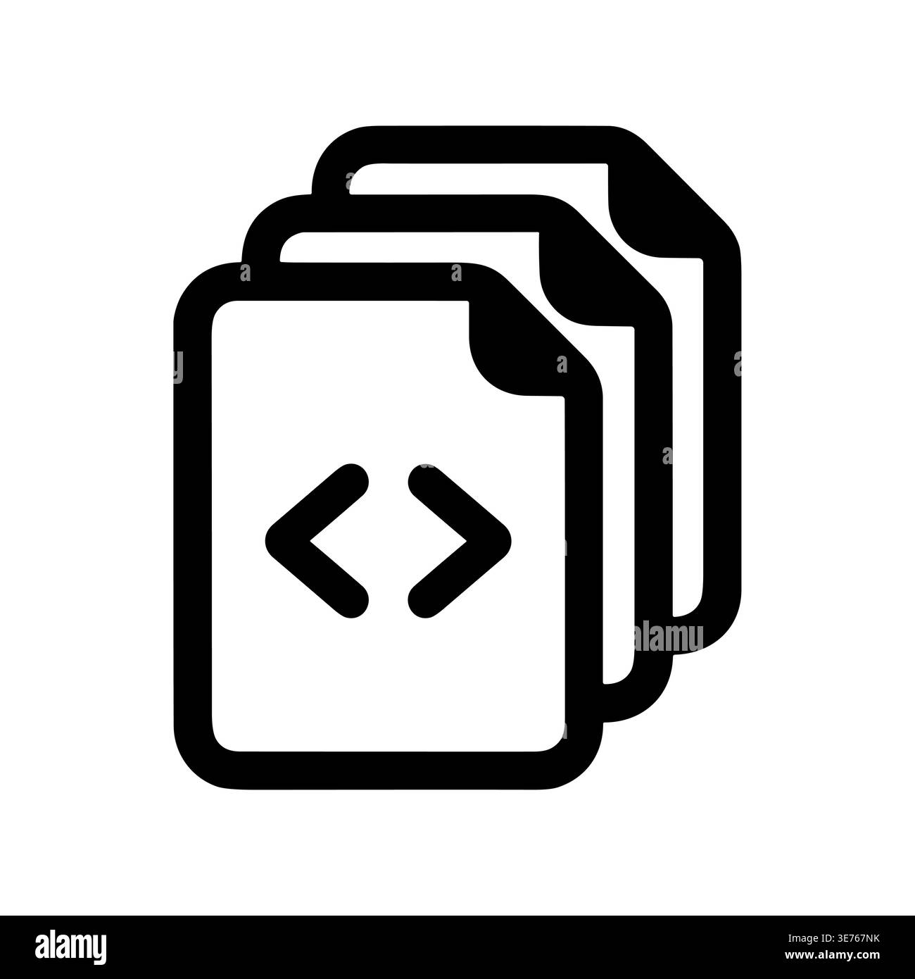 Stack of coding files with HTML tags, simple outline style Stock Vector