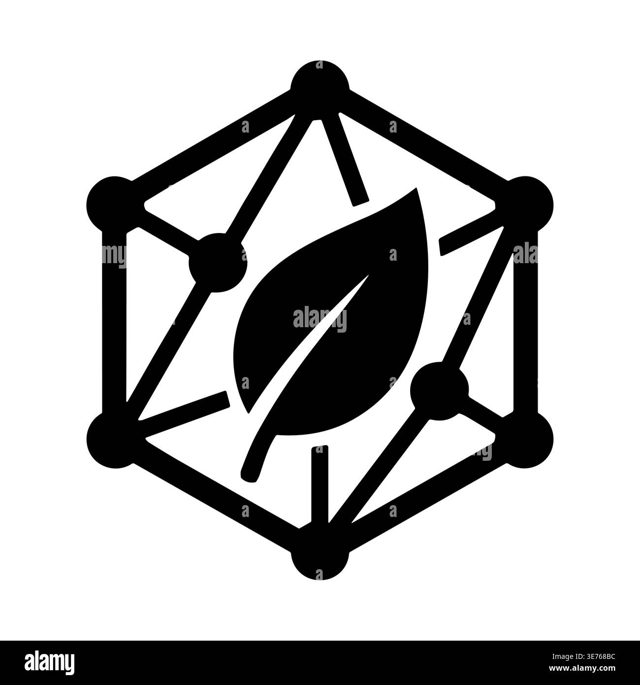 Abstract eco technology logo with leaf in a hexagon shape Stock Vector