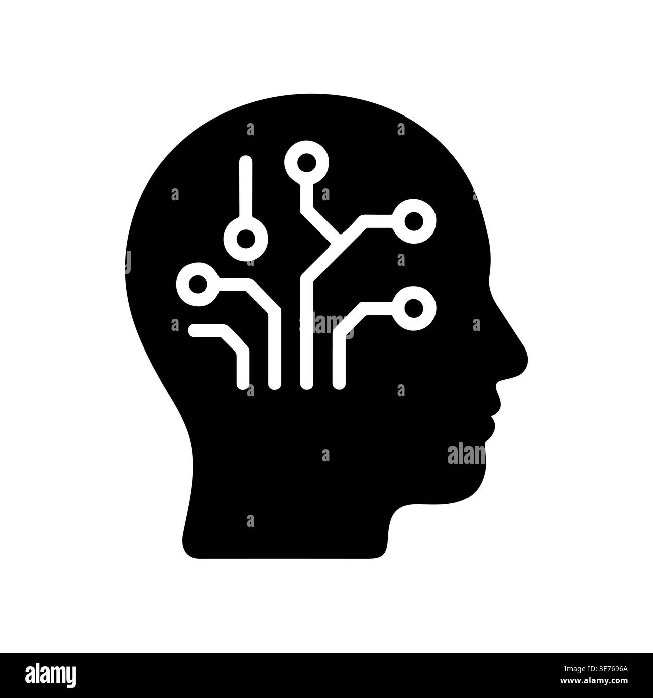 Artificial intelligence head with circuit board glyph icon design Stock Vector