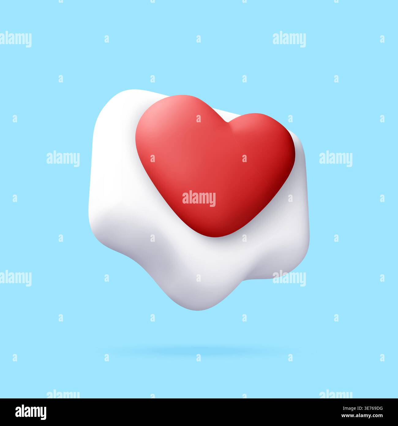 3D render of red heart icon on white button Stock Vector
