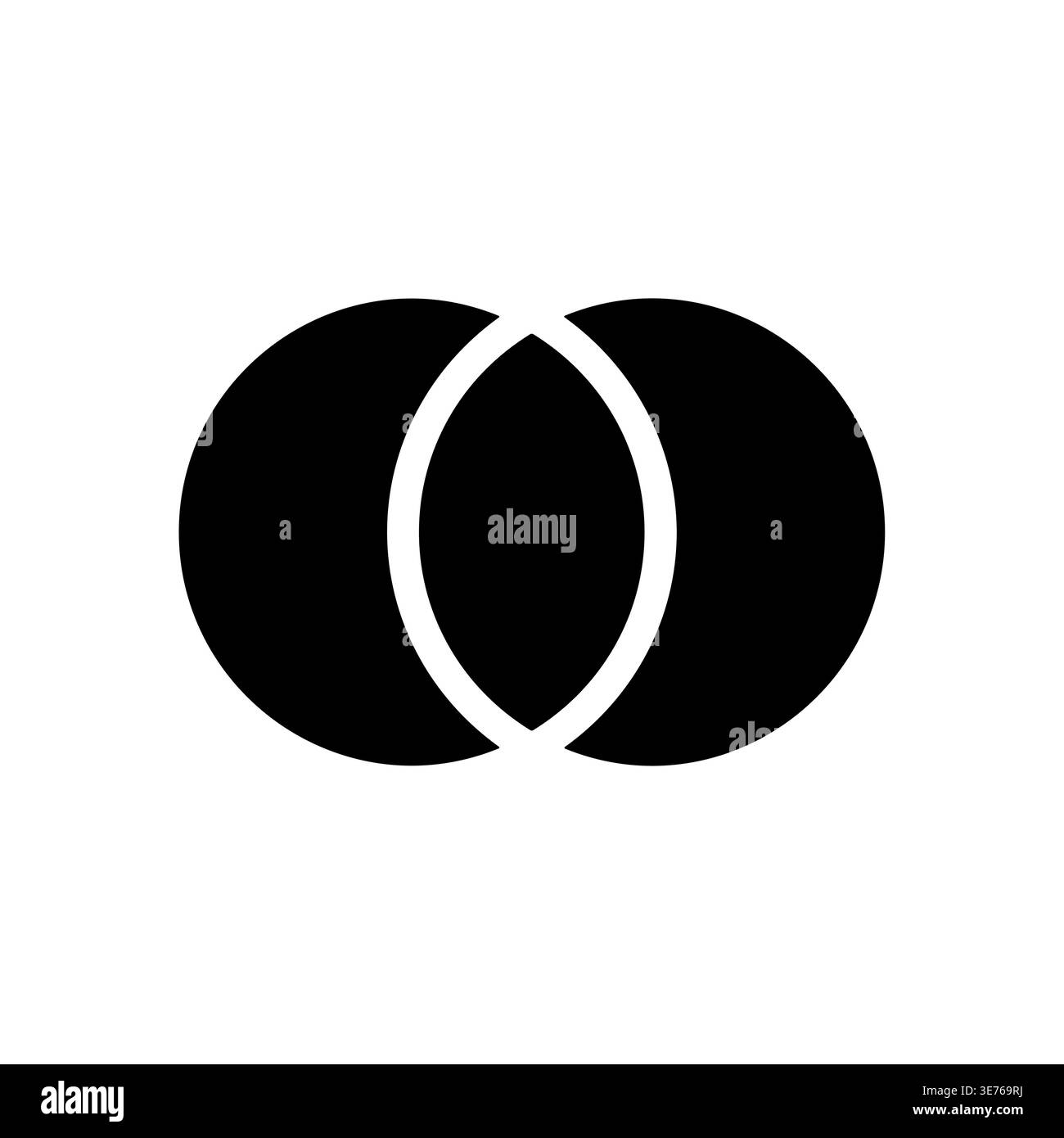 Overlapping Circles Minimalist Icon Venn Diagram Concept Black and White Stock Vector