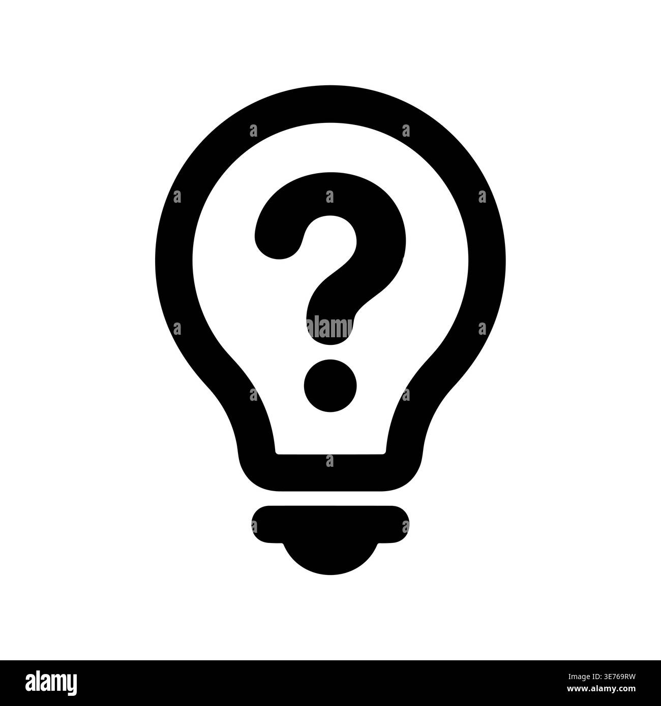Light bulb with question mark inside, solution idea concept icon Stock Vector