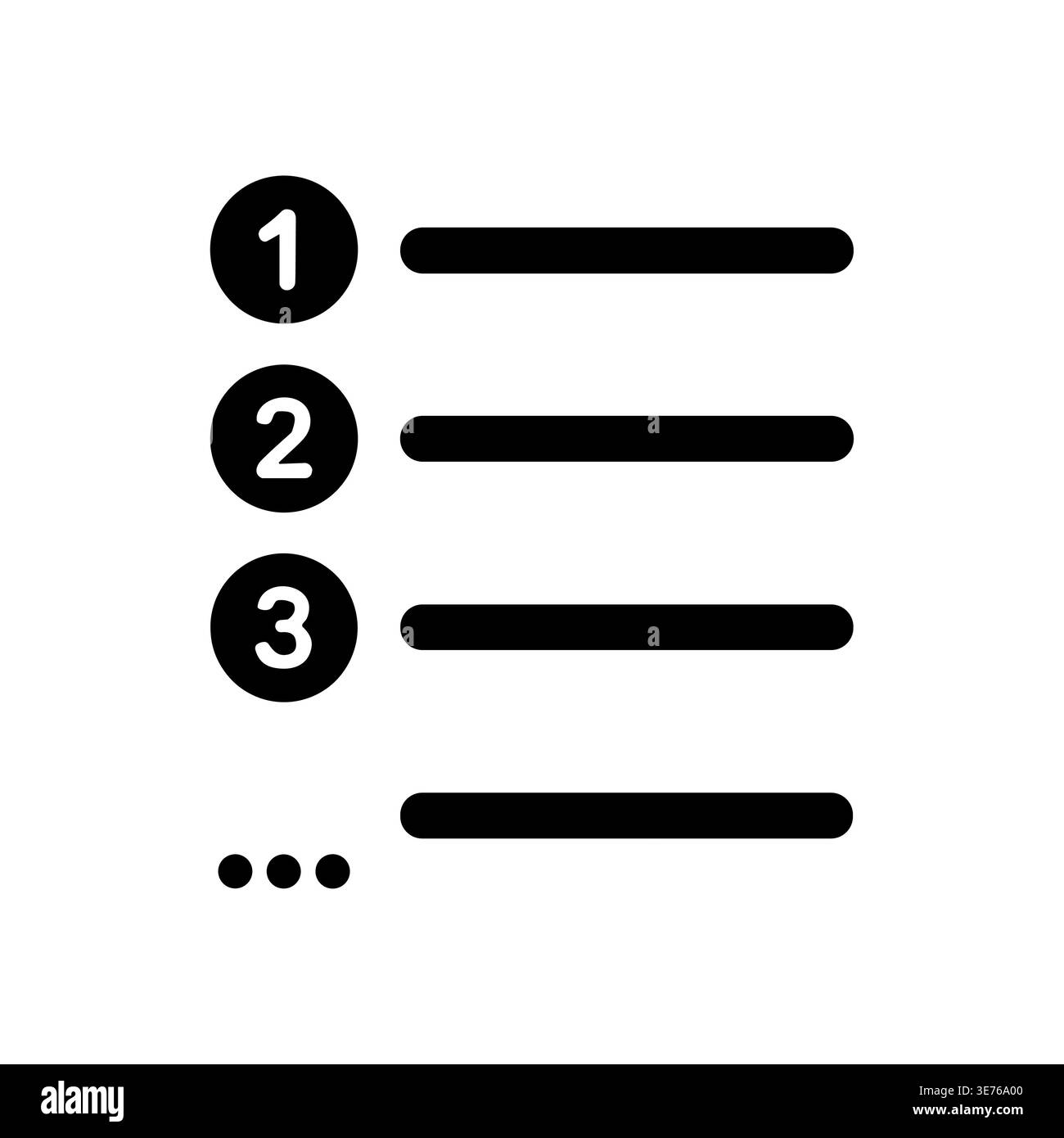 Numbered List Icon, Black and White Vector Illustration Stock Vector