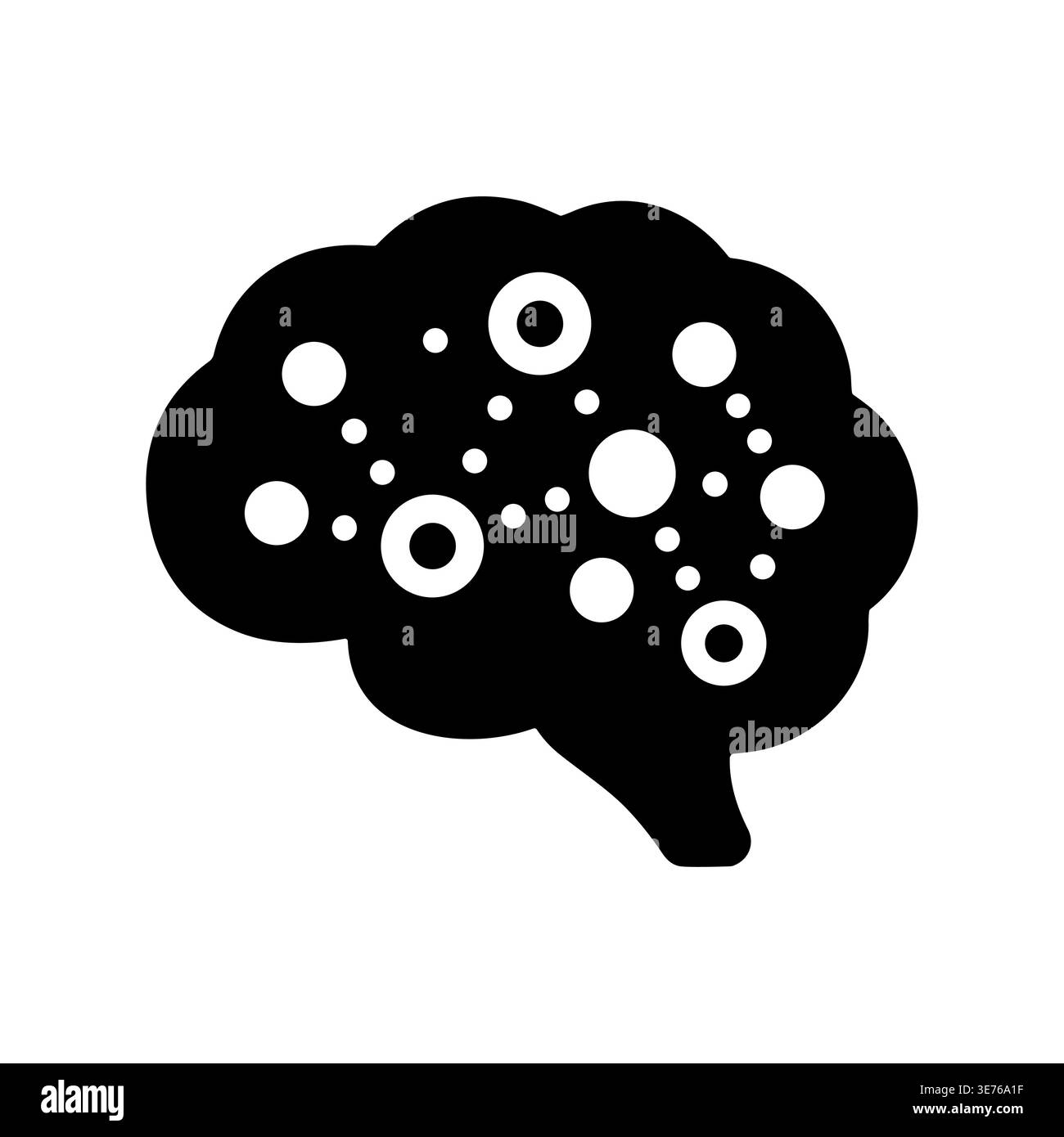 Stylized brain icon with neuron connections, vector illustration in black Stock Vector