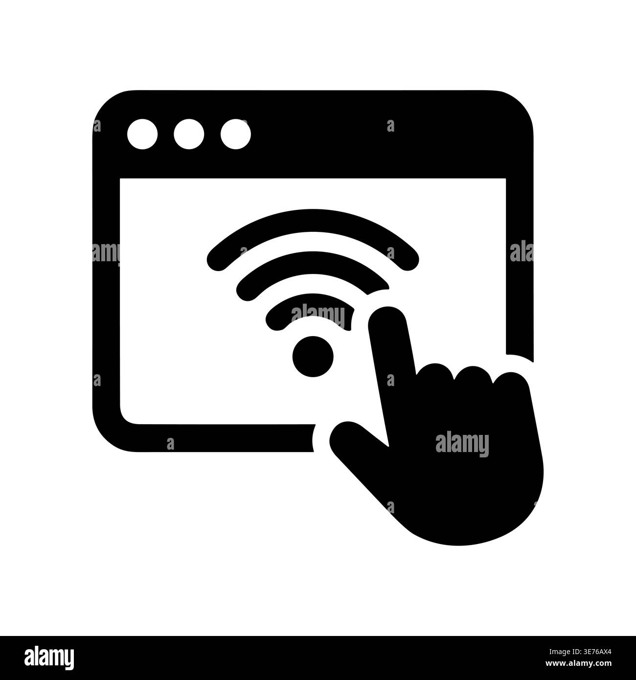 Internet access on website with hand cursor pressing wifi icon Stock Vector