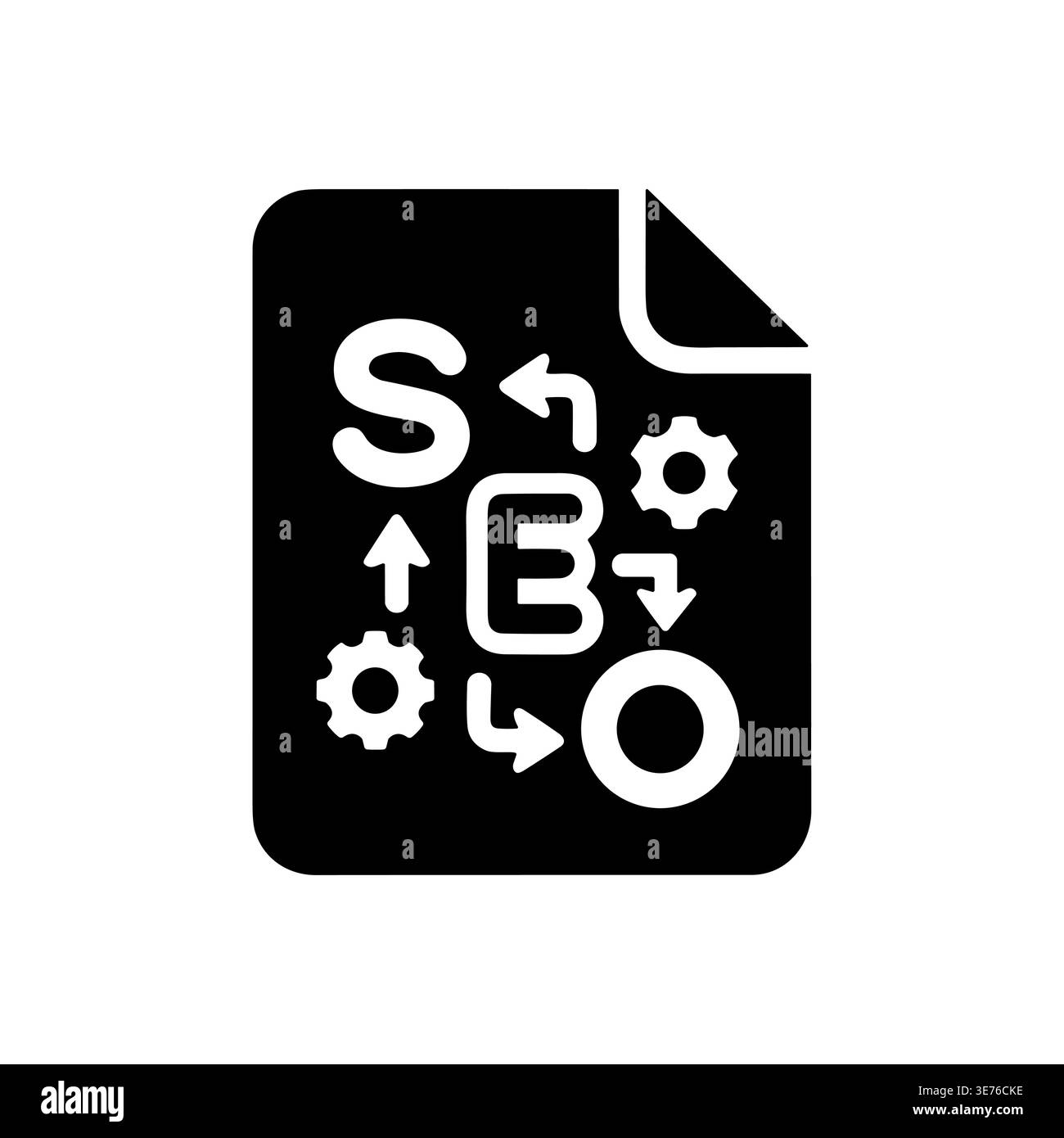 SEO Document Icon Optimization Strategy and Digital Marketing Black Stock Vector