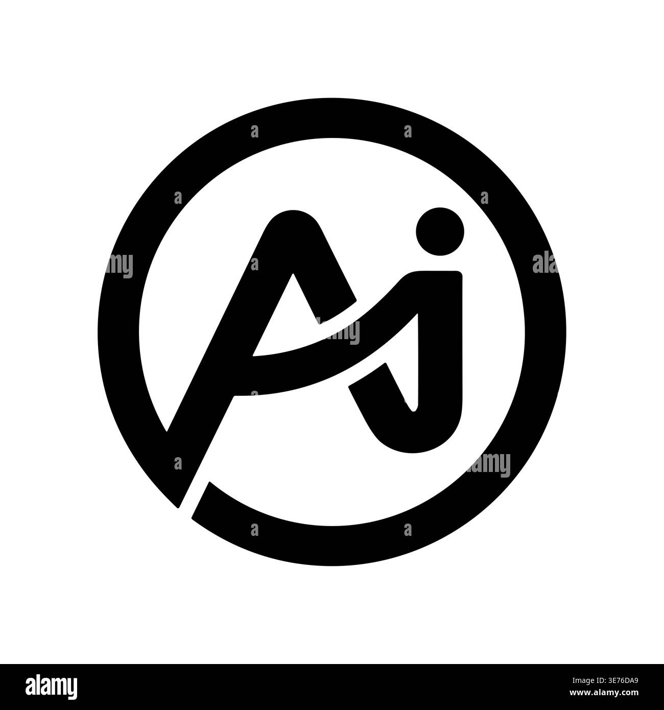 Elegant Circle Logo Design of Letters A and J in Black Stock Vector