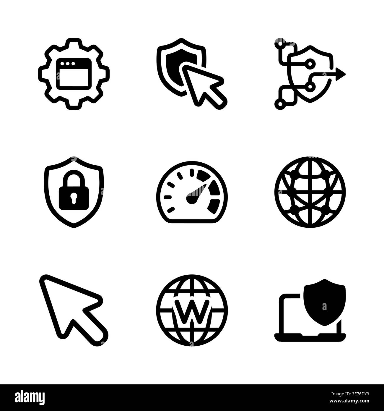 Cybersecurity icons set, data protection vector glyph symbols collection Stock Vector