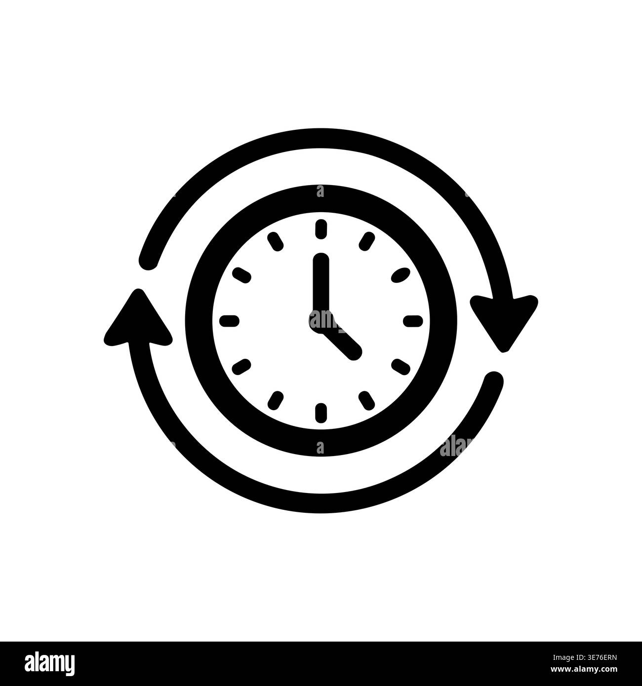 Clock icon with circular arrows, indicating time and rotation Stock Vector