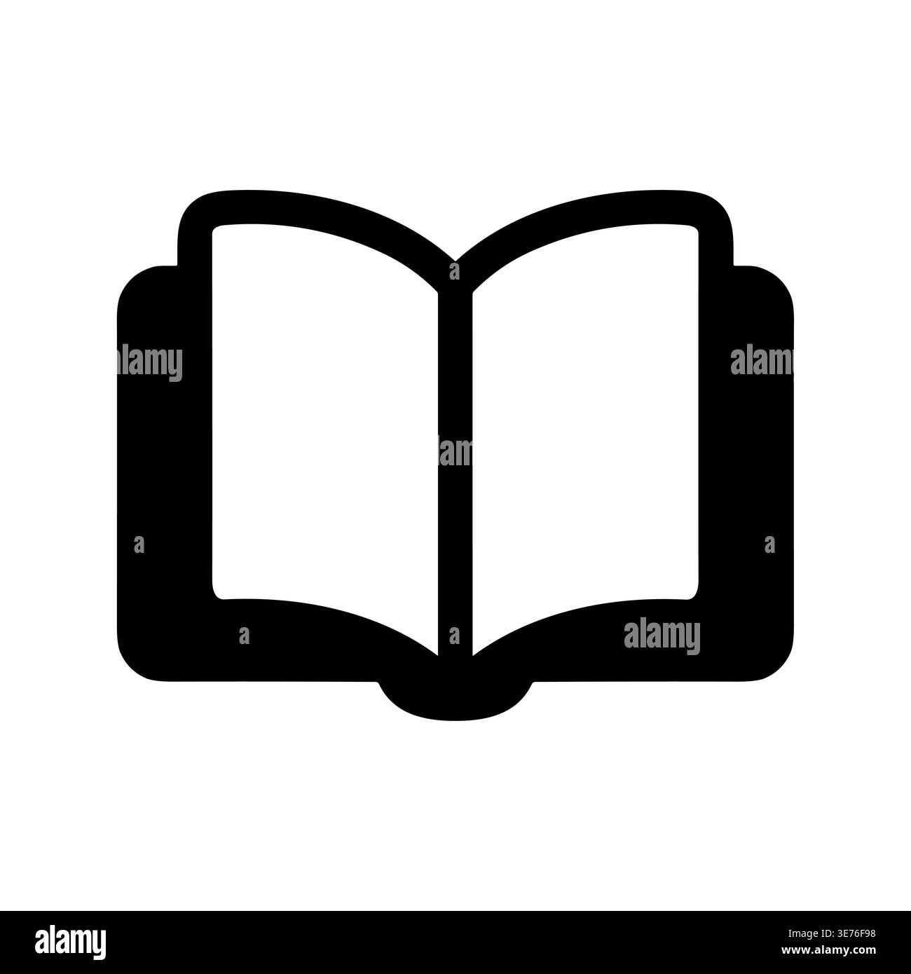 Simple black open book icon for education and reading Stock Vector